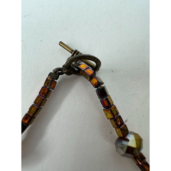 Handcrafted Smoky Quartz & Carved Stone Necklace With Toggle Clasp - Picture 6 of 16